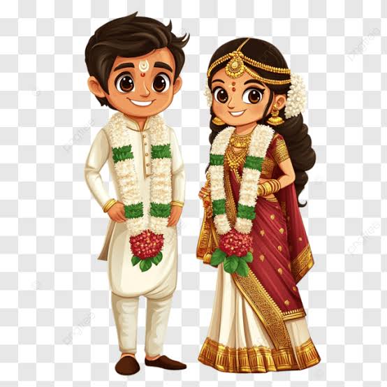 Varaprasad and Madhuri in traditional wedding attire
